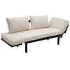 Single Person Chaise Lounger, Modern Sofa Bed with 5 Adjustable Positions, 2 Large Pillows, and Black Legs, Beige