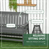 Outdoor Bench, Garden Bench with Backrest and Armrests, Plastic Patio Loveseat for Lawn, Yard, Balcony, Porch, Dark Gray
