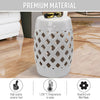 13" x 18" Ceramic Side Table Garden Stool with Knotted Ring Design & Glazed Strong Materials, White