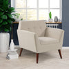 Traditional Living Room Chair, Armchair with Button Tufted Polygonal Straight Back, Single Sofa with Thick Padding, Light Grey