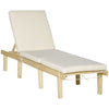 Chaise Lounge Chair for Outdoor, Patio Recliner with 4-Position Adjustable Backrest and Cushion for Deck, Beach, Lawn and Sunbathing, Natural