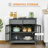 Sideboard Buffet Cabinet, Storage Cupboard with Glass Doors, Adjustable Shelf and 2 Drawers for Kitchen, Grey