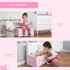2-IN-1 Wooden Toy Box Kids Seat Bench Storage Chest Cabinet Chunk Cube with Safety Pneumatic Rod Pink