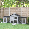 83" Wooden Rabbit Hutch Large Bunny Hutch House with Double Run, Removable Tray and Waterproof Roof for Outdoor, Grey