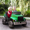 Two-Seater Tractor for Kids with Detachable Bucket, 12V Battery Powered Ride on Farm Truck with Parent Control, 2 Speeds, Music Lights, Suspension Wheels, for 37-72 Months, Green