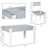 3 Pcs Kids Table and Chair Set with Storage Under Tabletop, Activity Table and 2 Chairs, Kids Drawing Table for Playroom Furniture, Grey