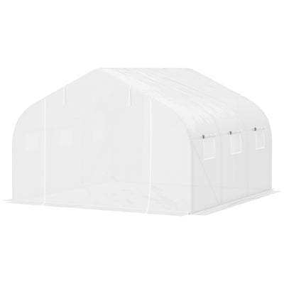 12' x 10' x 7' Outdoor Walk-In Tunnel Greenhouse Hot House with Roll-up Windows, Zippered Door, PE Cover, White