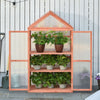 32" x 19" x 54" Greenhouse Flower Planter Protection w/ Adjustable Shelves, Double Doors, Garden Wooden Cold Frame Orange