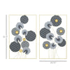 3D Metal Wall Art Set of 2 Modern Lotus Leaves Hanging Wall Sculpture Home Decor for Living Room Bedroom Kitchen 20"x32"x2, Grey and Gold