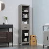 Narrow Bathroom Storage Cabinet with Drawer and 5 Tier Shelf, Tall Cupboard Freestanding Linen Towel, Slim Corner Organizer, Grey