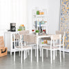 Modern 5 Piece Dining Set,  Dining Room Set with Foldable Drop Leaf, 4 Chairs, and Steel Frame for Kitchen, Dining Table Set for 4, Oak/White