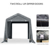 9.2' x 7.9' Garden Storage Tent, Heavy Duty Bike Shed, Patio Storage Shelter w/ Metal Frame and Double Zipper Doors, Dark Grey