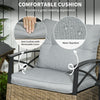3 Piece Rocking Wicker Bistro Set, Outdoor Patio Furniture Set with two Porch Rocker Chairs, Cushions, Two-Tier Coffee Table for Garden, Backyard, Light Gray