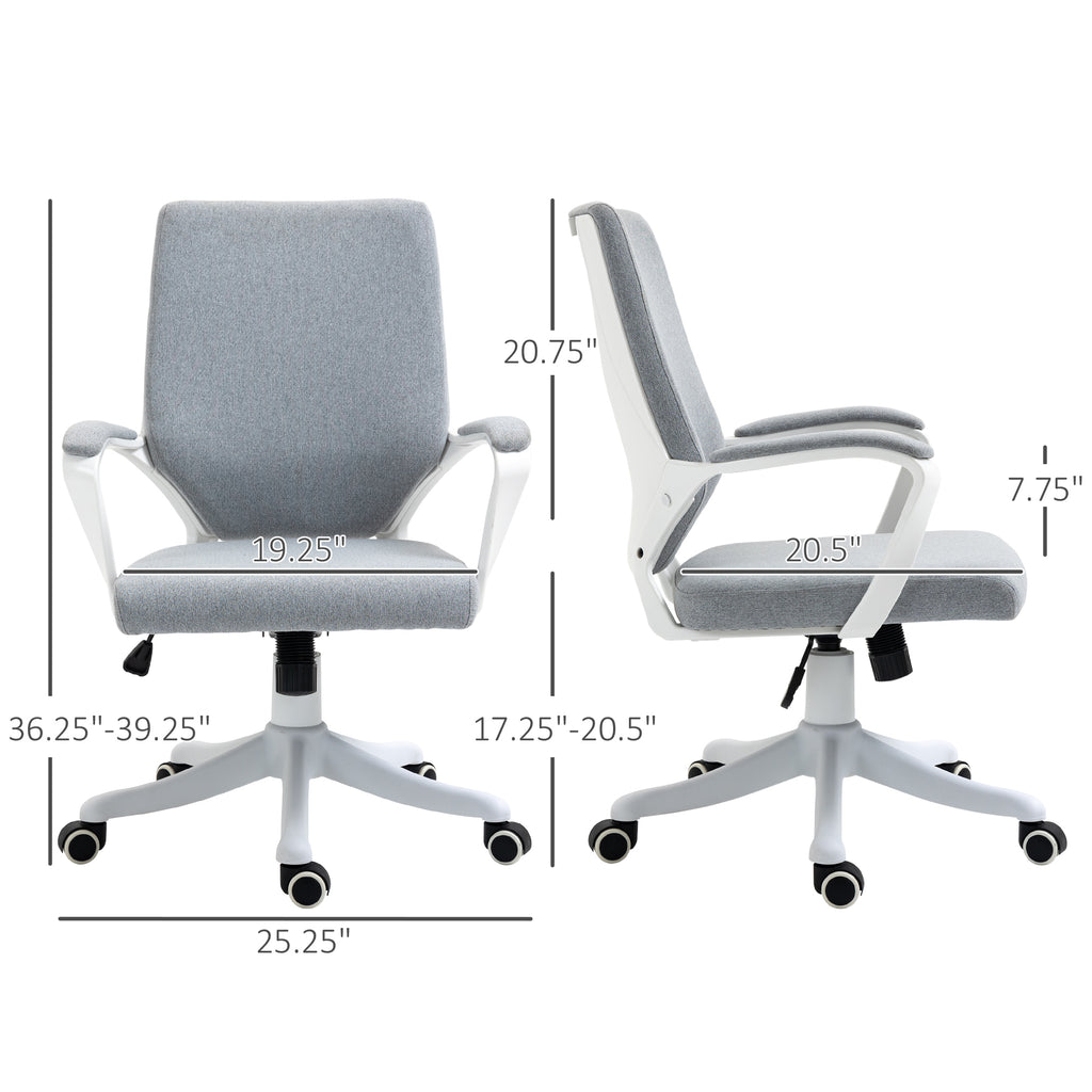 High Back Home Office Chair Ergonomic Computer Desk Chair Adjustable Swivel Chair with Lumbar Back Support, Padded Armrests, Grey