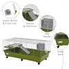 47" Small Animal Cage Chinchilla Guinea Pig Hutch Ferret Pet House with Platform Ramp, Food Dish, Wheels, & Water Bottle