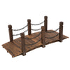 5 ft Wooden Garden Bridge Arc Footbridge with Metal Chain Railings & Solid Fir Construction, Stained Wood
