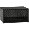 Outdoor Deck Box & Waterproof Shoe Storage, PE Rattan Wicker Towel Rack with Liner for Indoor, Outdoor, Patio Furniture Cushions, Pool, Toys, Garden Tools, Black