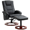 Massage Recliner Chair with Ottoman, Electric Faux Leather Recliner with 10 Vibration Points and 5 Massage Mode, Swivel Reclining Chair with Remote Control, Wood Base and Side Pocket, Black