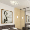 Elegant LED Chandelier with 6 Rings, Ceiling Light with Cool White Lighting for Living Room, Dining Room, or Bedroom, Silver