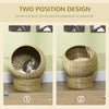Cat Basket Bed with Cushion, Elevated Kitty House with Stand for Indoor Cats, Î¦20" x 23.5"H, Yellow