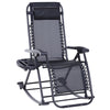 Outdoor Rocking Chairs Zero Gravity Rocking Chair w/ Removable Headrest, Side Tray, Cup & Phone Holder, Black