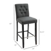 2 Piece Classic Counter to Bar Height Barstool with Metal Tube Footrest Solid Wood Leg  Armless Seat  for Dining Room  Living Room  Bar