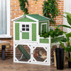 49" Chicken Coop, Wooden Hen Run House, Quail hutch with Nesting Box, Slide-out Tray, Asphalt Roof, Planting Lattice, Green