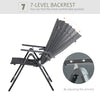 Set of 2 Patio Reclining Folding Chairs, Padded Sling Dining Chairs with Adjustable Back for Outdoor Backyard Lawn, Black
