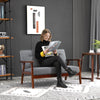 Modern 2-Seat Loveseat Sofa Linen-Touch Fabric Upholstered Tufted Couch with Rubberwood Legs, Grey