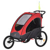 Red and Grey Child Bike Trailer 3 In 1 Foldable Baby Trailer Transport Buggy Carrier with Shock Absorber System Rubber Tires