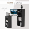 Bookshelf Desk 47" Modern Computer Desk With Bookshelf Office Compact Computer Crafting Hobby Desk Bookcase Black