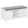 Entryway Shoe Storage Bench Ottoman Entryway Rack Storage Organizer w/ Adjustable Shelf Padded Cushion Sliding Barn Door for Hallway - White