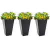 28" Tall Plastic Planters, 3-Pack, Large Taper Outdoor & Indoor Plastic Garden Flower Pots, for Entryway, Patio, Yard, Black