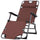 Folding Lounger Chair Metal Frame Outdoor Pool Sun Lounger Curved Reclining Chair 120Â° / 180Â° W/ Head Pillow Brown