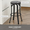 Bar Stools Set of 2, Vintage Barstools with Footrest, Microfiber Cloth Bar Chairs 29" Seat Height with Powder-coated Steel Legs, Dark Grey