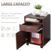 Mobile File Cabinet Organizer with Drawer and Cabinet, Printer Stand with Castors, Brown