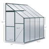 Walk-In Garden Greenhouse Aluminum Polycarbonate with Roof Vent for Plants Herbs Vegetables 8' x 4' x 7' Green