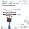Kick Scooter, Ride On Scooter with Adjustable Handlebars, Double Brakes, 16" Inflatable Rubber Tires, Basket, Cupholder, Mudguard Ages 5-12 years old, Blue