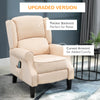 Wingback Heated Vibrating Accent Sofa Vintage Upholstered Massage Recliner Chair Push-back with Remote Controller, light Beige