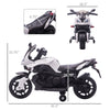 White Kid's Ride-on Electric Motorcycle, Pedal Bike with Headlight and Training Wheels