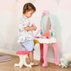 20pc Kids Princess Pretend Play Vanity Table w/ Stool & Makeup Beauty Mirror