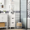 Narrow Bathroom Cabinet with 3 Drawers and 2 Tier Shelf, Tall Cupboard Freestanding Linen Towel, Slim Corner Organizer, White