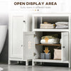 Modern Bathroom Storage Cabinet, Free Standing Bathroom Cabinet, Open Compartment and Cupboard with Adjustable Shelf, White and Walnut