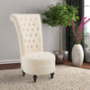 Retro High Back Armless Royal Accent Chair Fabric Upholstered Tufted Seat for Living Room, Dining Room and Bedroom, Cream White