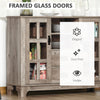 Kitchen Sideboard, Glass Door Buffet Cabinet, Server Cupboard with Storage Drawers & Adjustable Shelves for Living Room, Grey