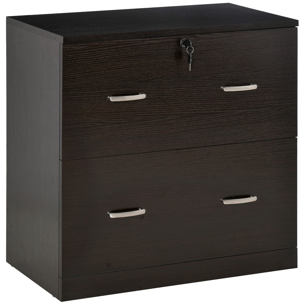 2-Drawer File Cabinet with Lock and Keys, Vertical Storage Filing Cabinet with Hanging Bar for A4 Size, Home Office, Espresso