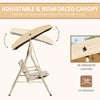 3 Person Outdoor Porch Swing Lounge Chair Bench with Canopy Top- Brown