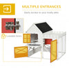 51" Chicken Coop, Wooden Hen Run House, Quail hutch with Nesting Box, Slide-out Tray, Asphalt Roof, Storage Compartment, White
