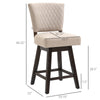 Set of 2 Swivel Counter Height Bar Stools with Footrest, Beige