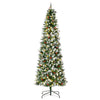 7.5ft Pre-Lit Snow-Dipped Artificial Christmas Tree with Realistic Branches, 350 LED Lights, Pine Cones, Red Berries and 1075 Tips
